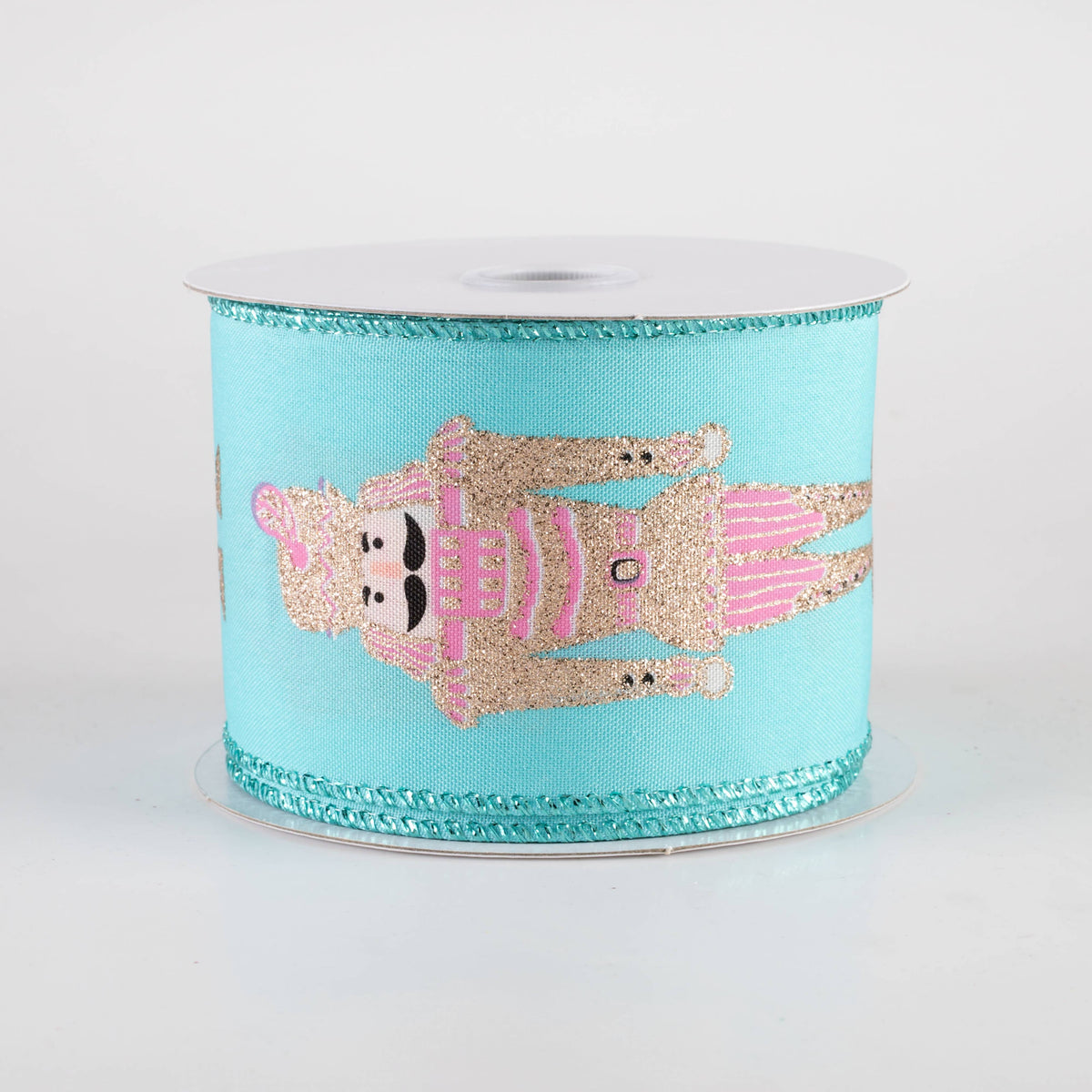 2.5" Glittered Pink Nutcracker Ribbon: Aqua Teal Blue (10 Yards) Item Number: 71400-40-33
