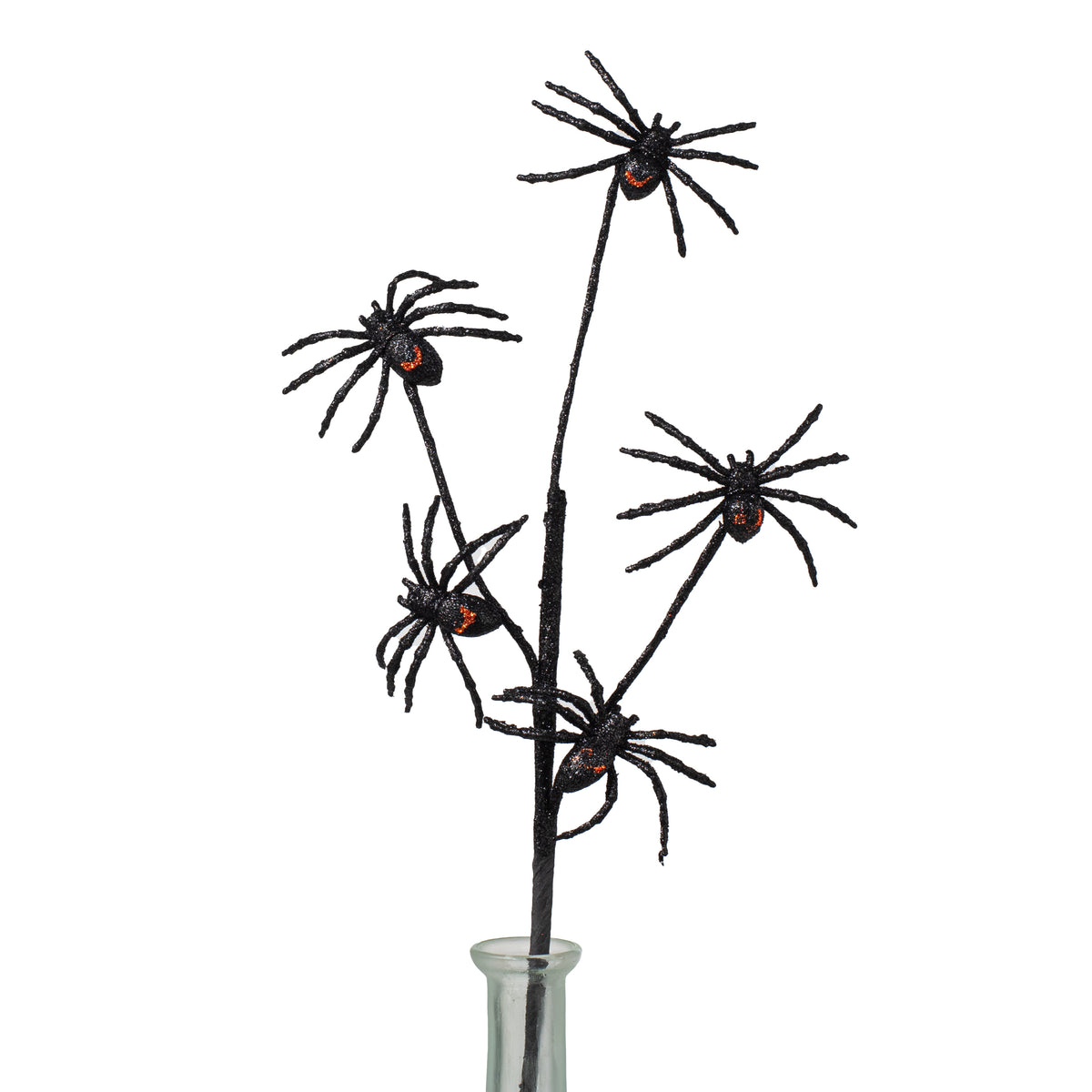 18" Glittered Spiders Spray Item Number: 31905