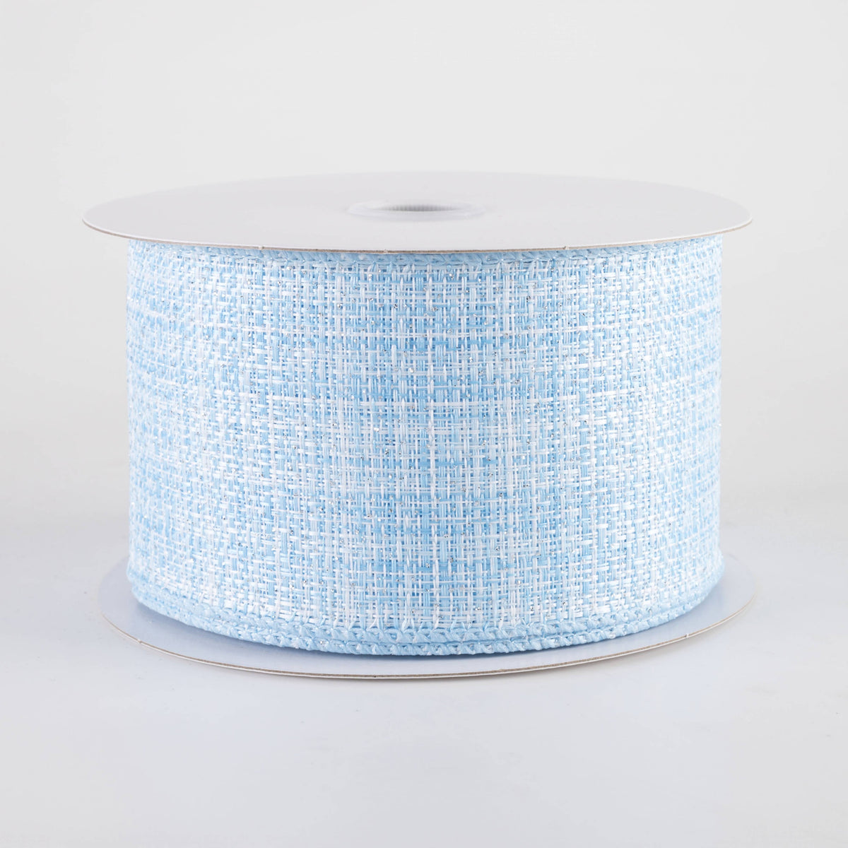 2.5" Glittered Tweed Ribbon: Light Blue, White & Silver (10 Yards) Item Number: 72414-40-04