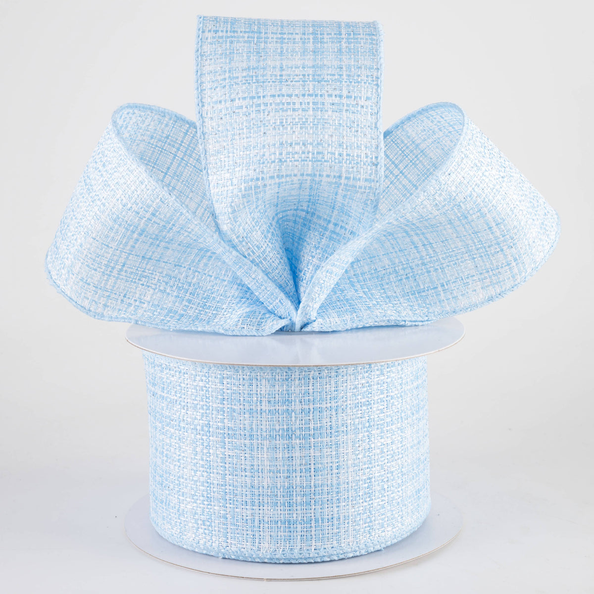 2.5" Glittered Tweed Ribbon: Light Blue, White & Silver (10 Yards) Lifestyle Photo