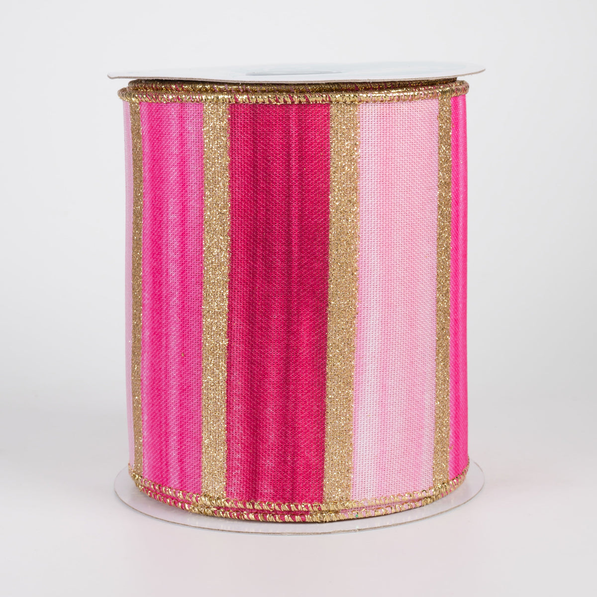 4" Glittered Watercolor Stripes Ribbon: Pink, Fuchsia & Gold (10 Yards) Item Number: RGH1389MN