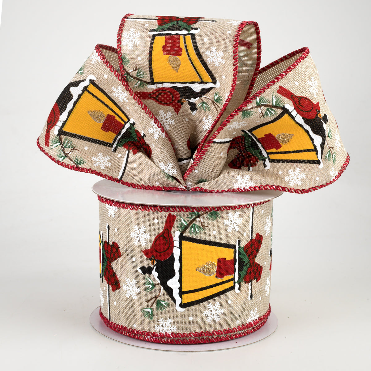 2.5" Glowing Gas Lantern With Cardinal Ribbon (10 Yards) Lifestyle Photo