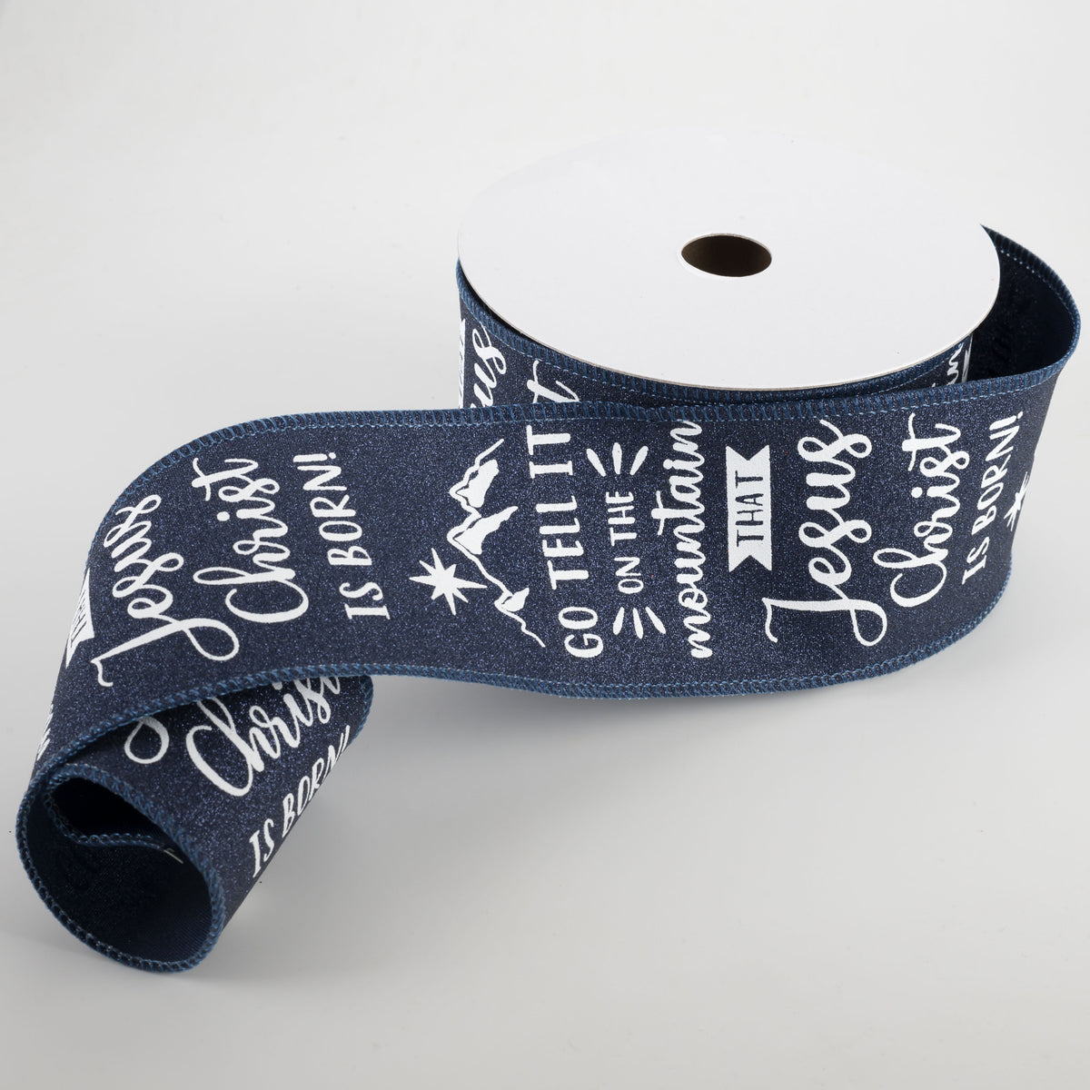 2.5" Go Tell It On the Mountain Ribbon: Navy (10 Yards) Lifestyle Photo
