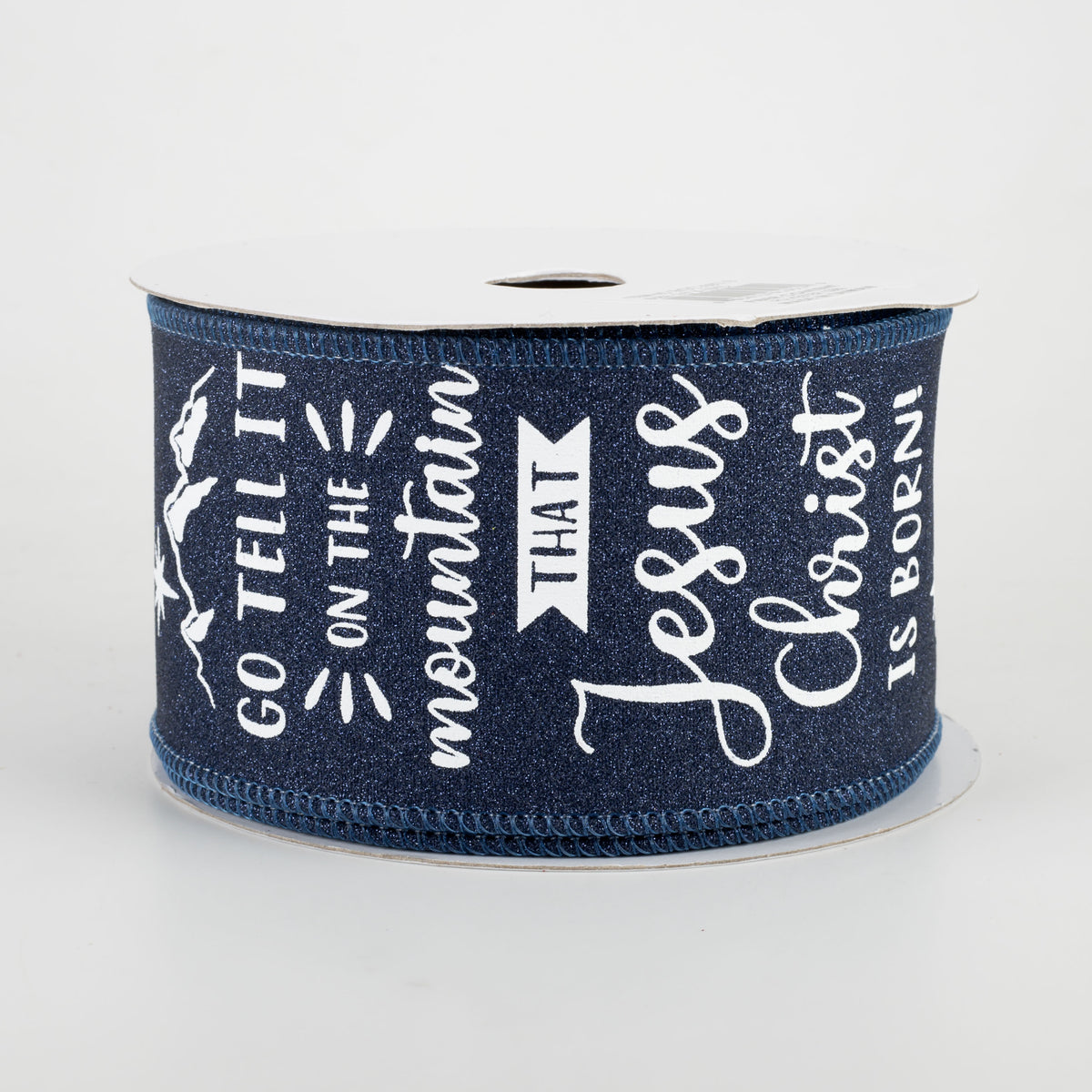 2.5" Go Tell It On the Mountain Ribbon: Navy (10 Yards)