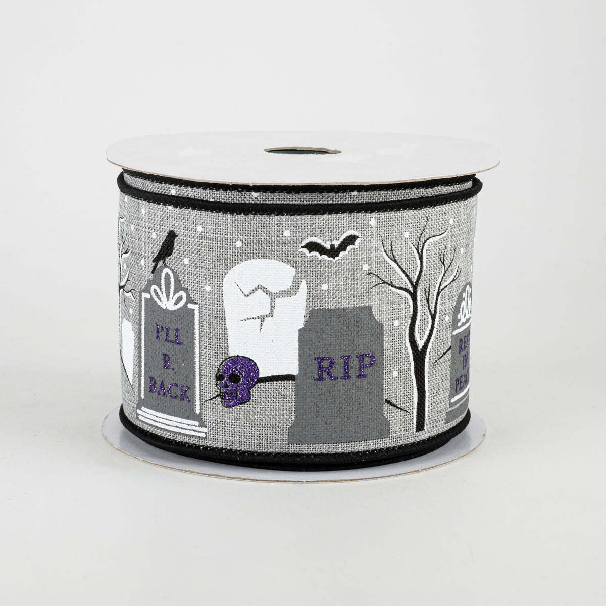 2.5" Graveyard Ribbon: Light Grey (10 Yards)