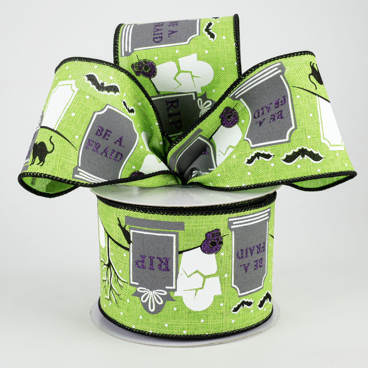 2.5" Graveyard Ribbon: Lime (10 Yards) Lifestyle Photo