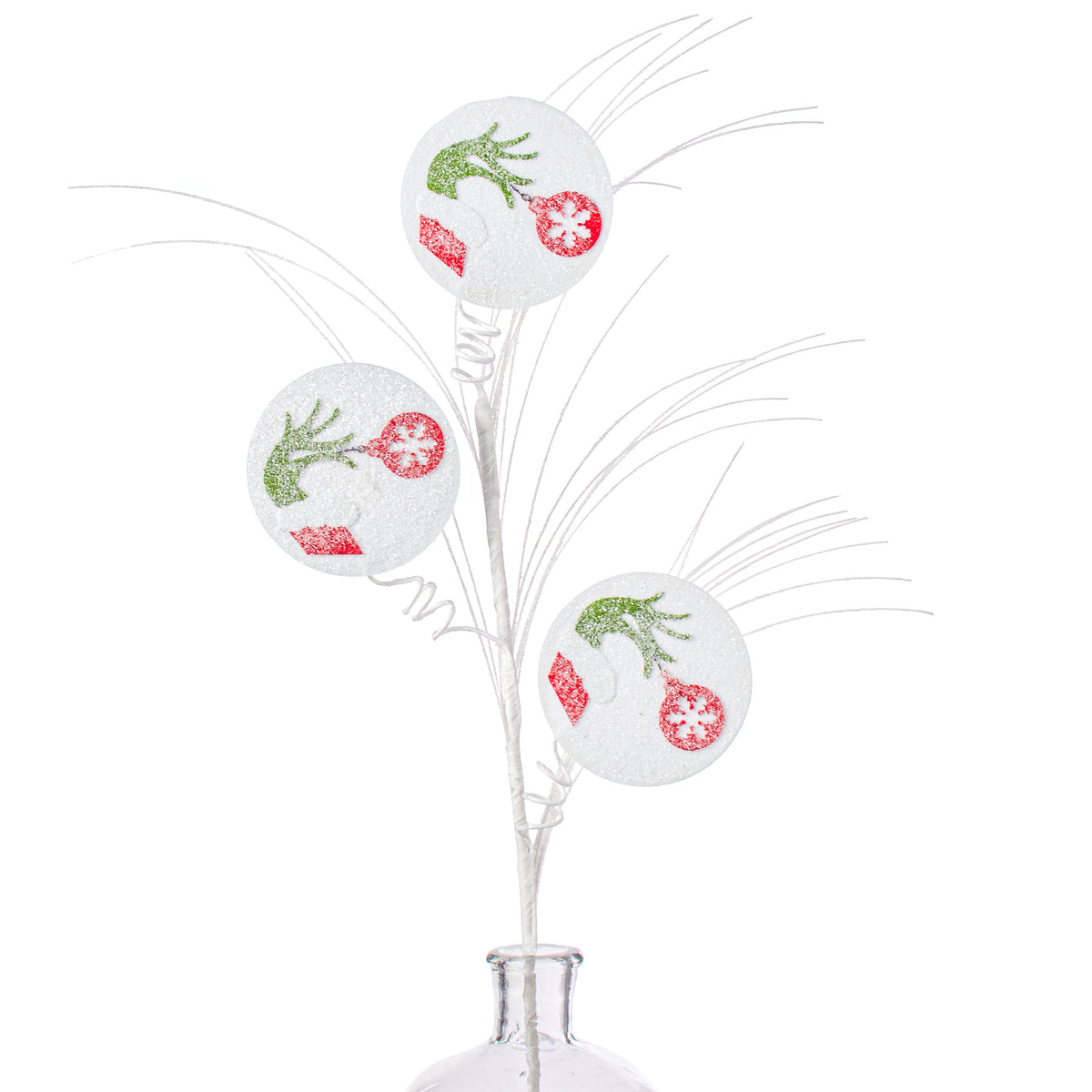 28" Green Monster Hand White Grass Spray Item Number: 186231