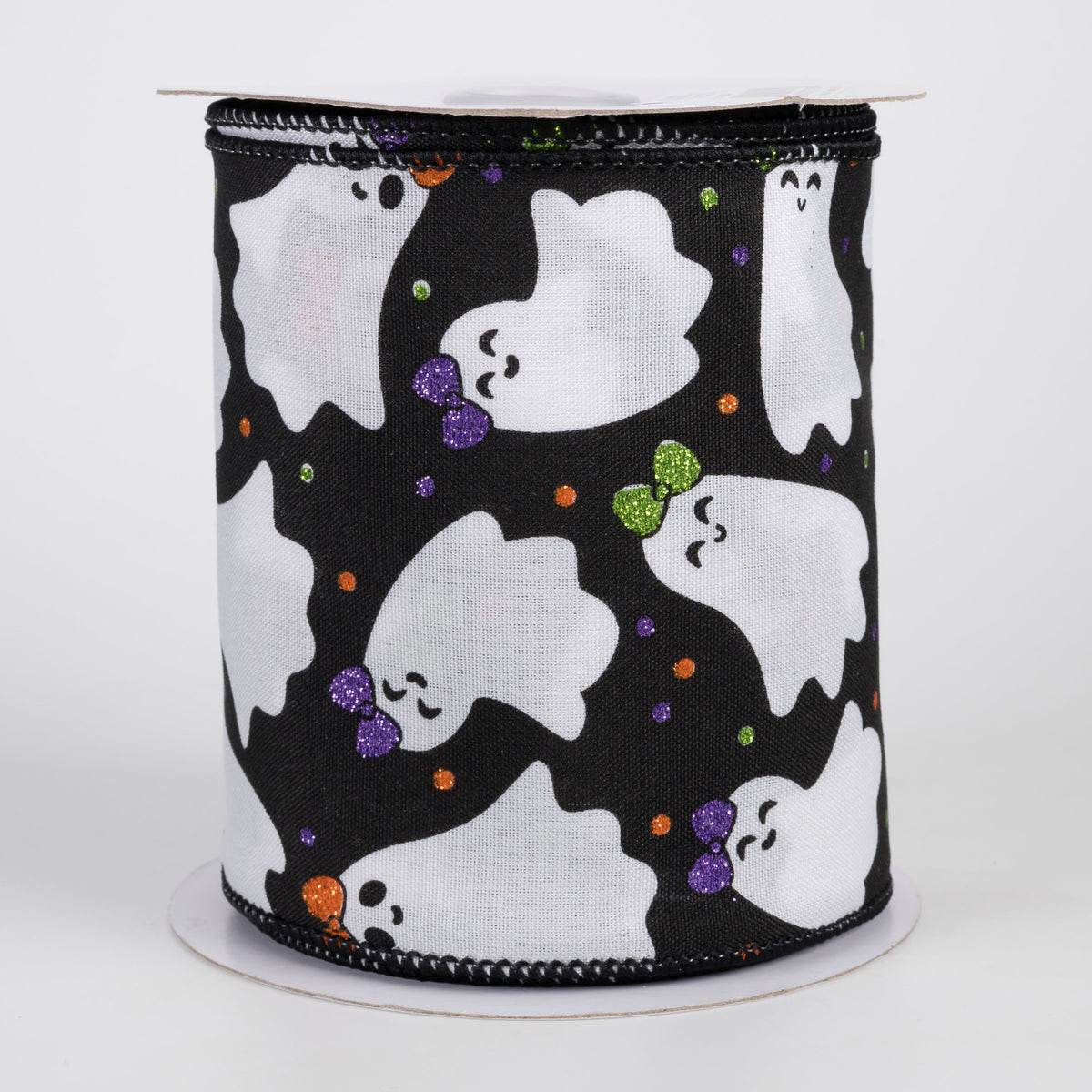 4" Halloween Ghosties with Bows Ribbon: Black (10 Yards) Item Number: RGH135602