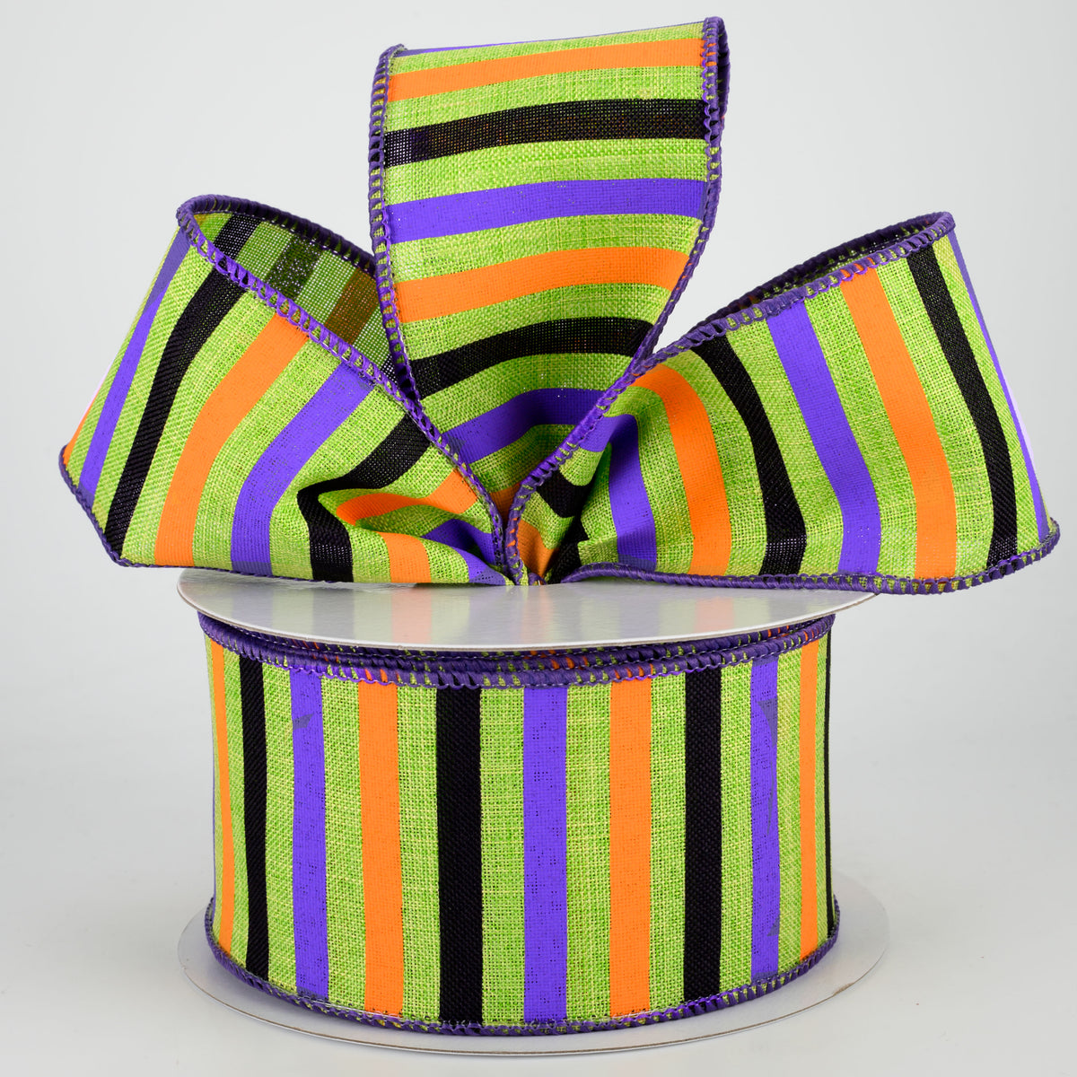 2.5" Halloween Horizontal Stripe Ribbon: Lime (10 Yards) Lifestyle Photo
