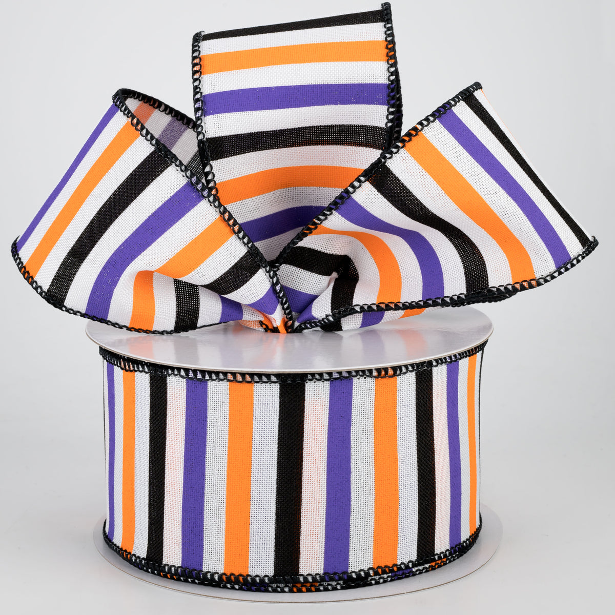 2.5" Halloween Horizontal Stripe Ribbon: White (10 Yards) Lifestyle Photo