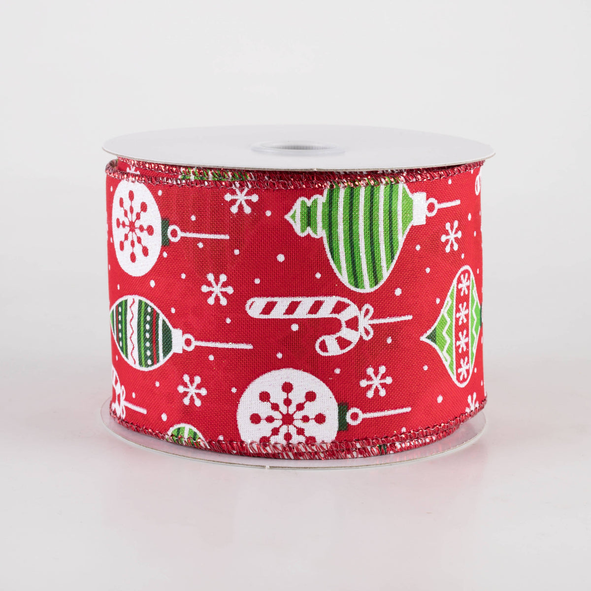 2.5" Hanging Christmas Ornaments Ribbon: Green on Red (10 Yards) Item Number: 71410-40-17