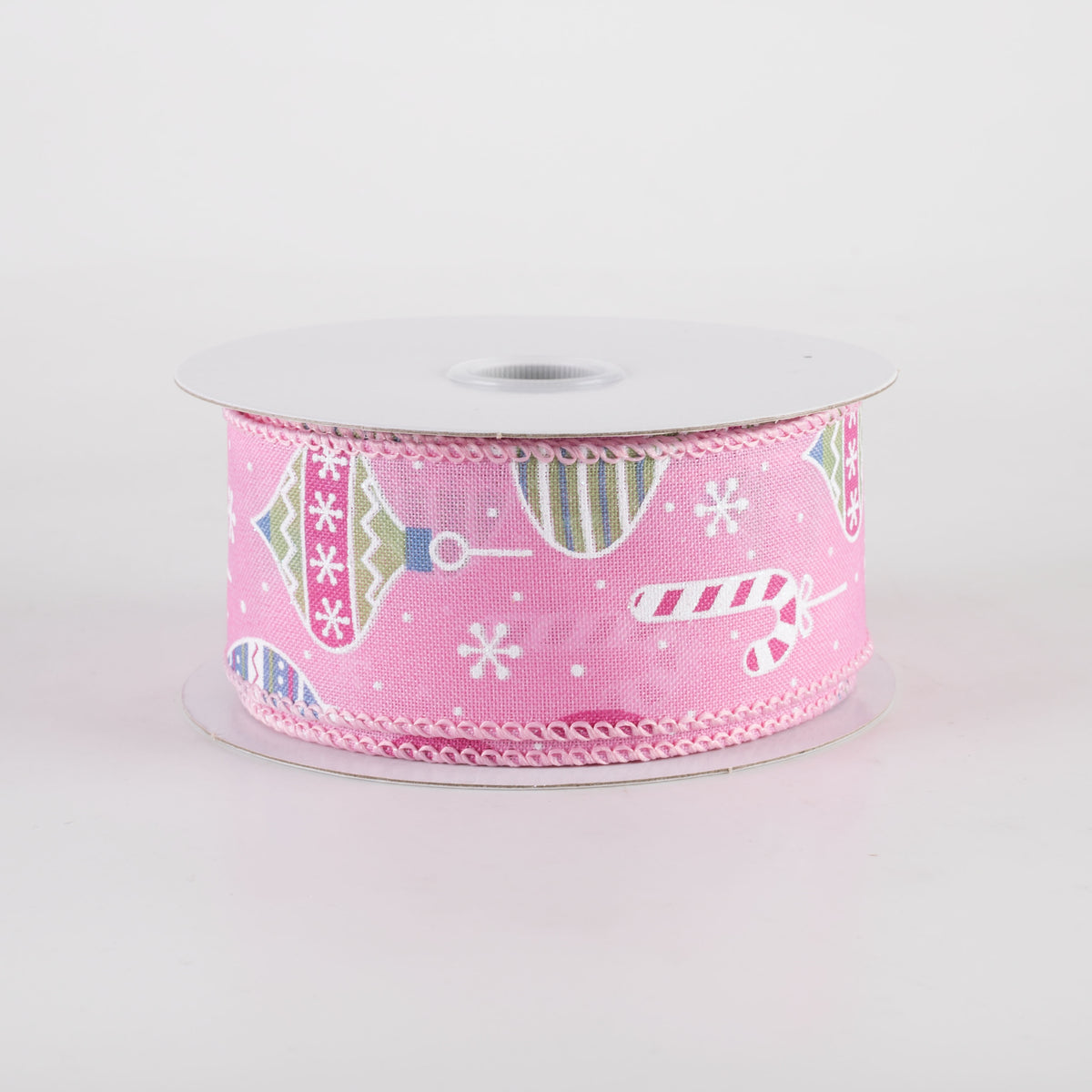 1.5" Hanging Christmas Ornaments Ribbon: Mint on Pink (10 Yards) Item Number: 71410-09-03