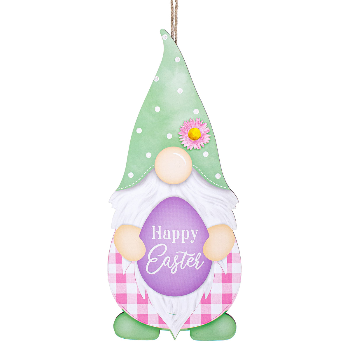 13" Happy Easter Egg Gnome Shape Sign Item Number: AP8902