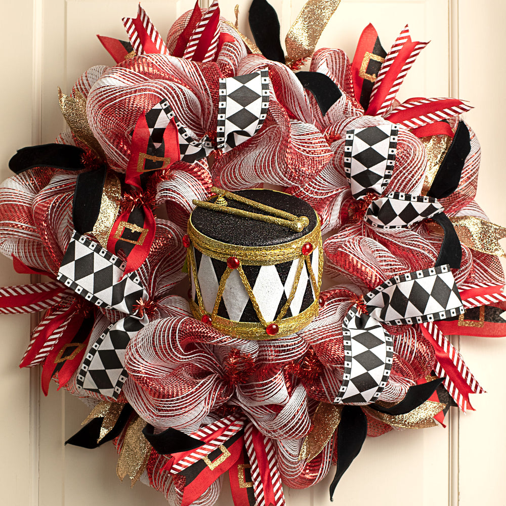 6" Harlequin Glitter Drum Ornament Lifestyle Photo