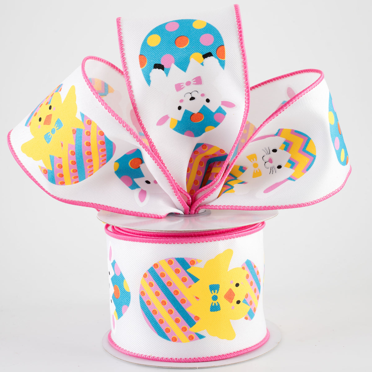 2.5" Hatching Easter Animals Ribbon: White (10 Yards) Lifestyle Photo