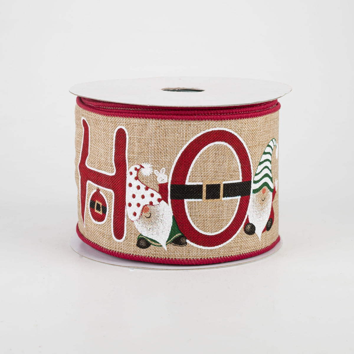 2.5" Ho Ho Ho Gnomes Ribbon: Light Beige (10 Yards)