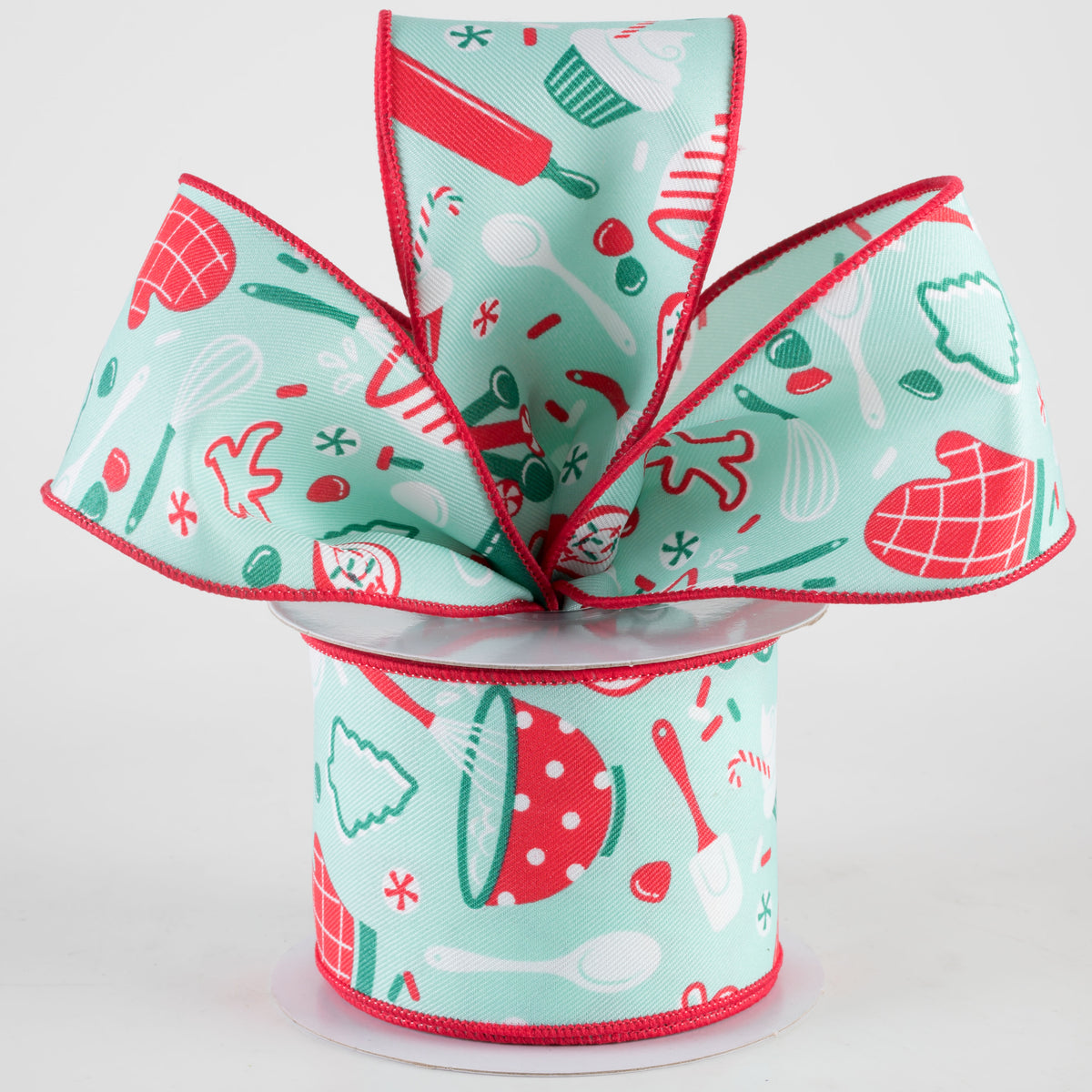 2.5" Holiday Baking Ribbon: Jade Mint Green (10 Yards) Lifestyle Photo