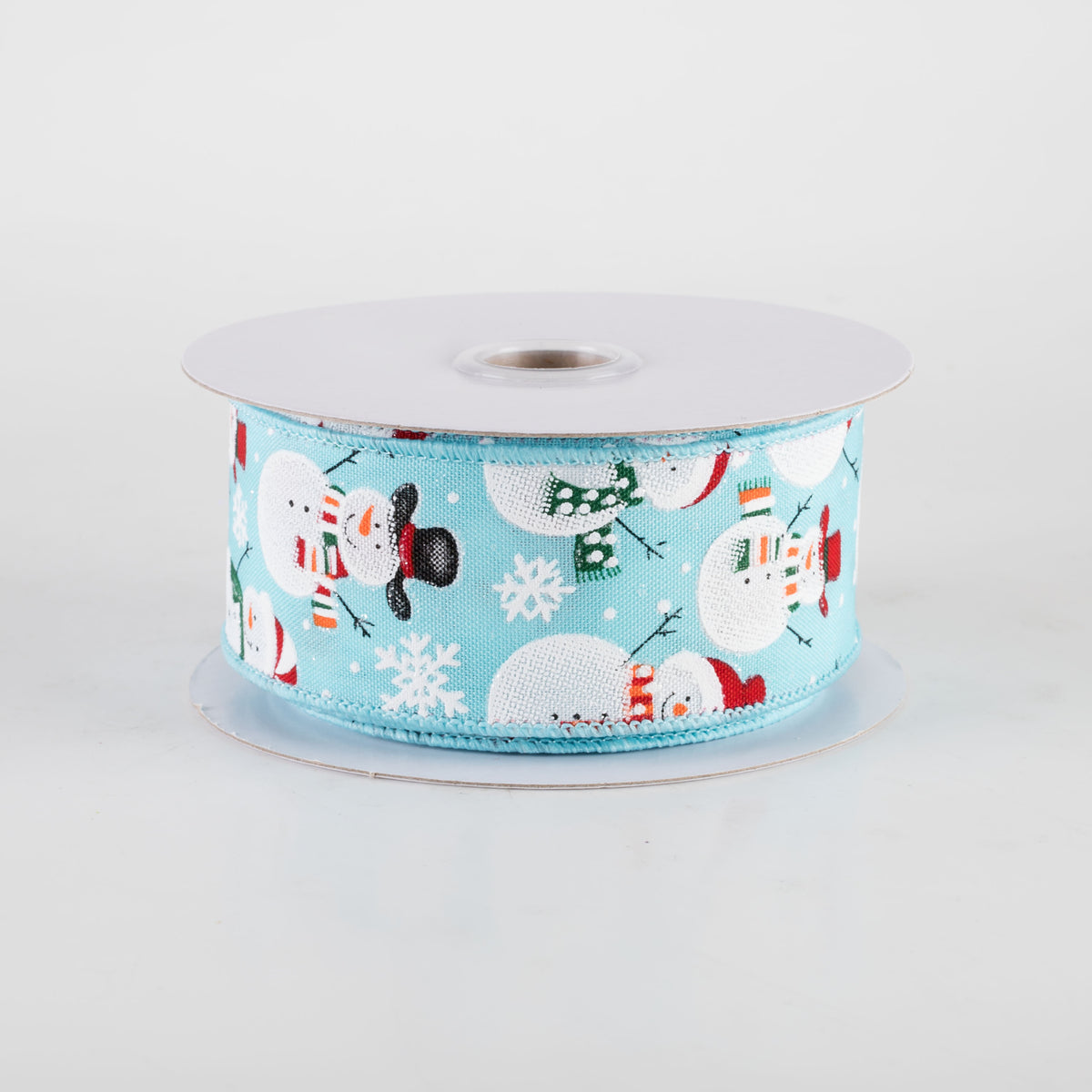 1.5" Holiday Snowmen Ribbon: Turquoise Blue (10 Yards)