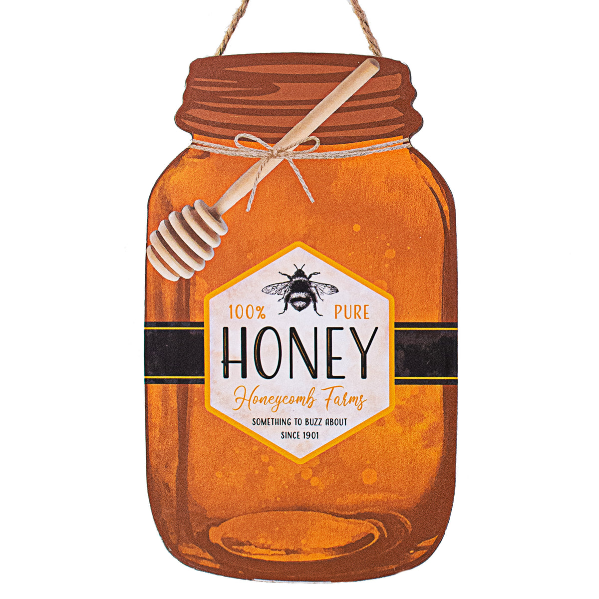 10" Honey Bee Mason Jar Shape Sign Item Number: AP7173