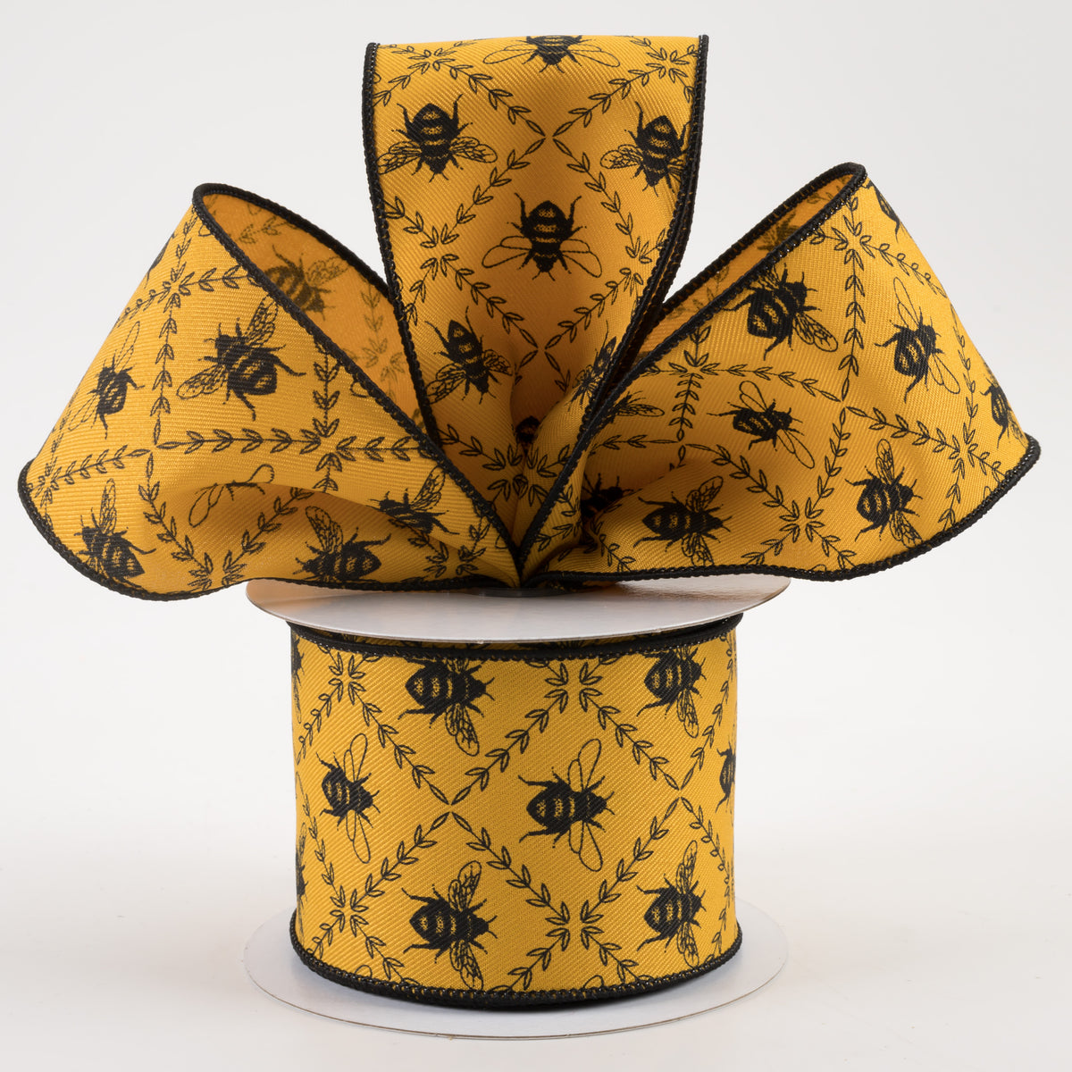 2.5" Honey Bee Trellis Ribbon: Dark Yellow (10 Yards) Lifestyle Photo