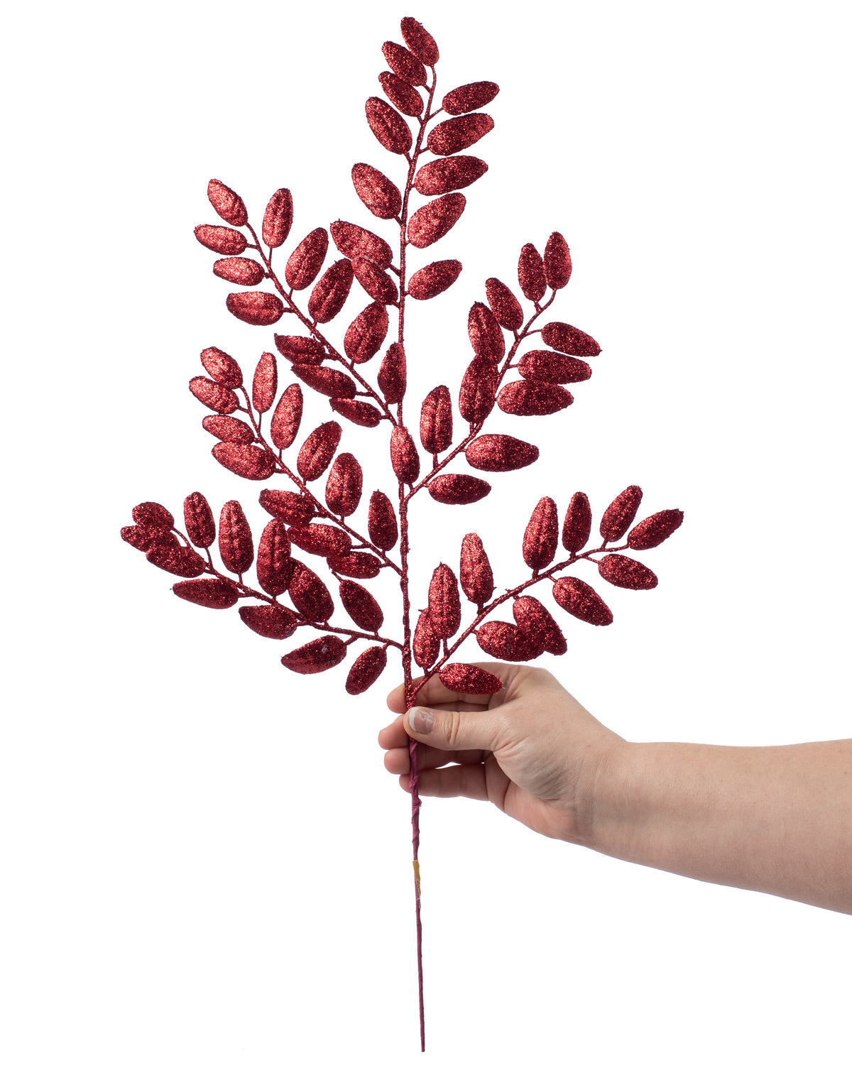22" Honey Locust Leaf Glitter Spray: Burgundy Lifestyle Photo