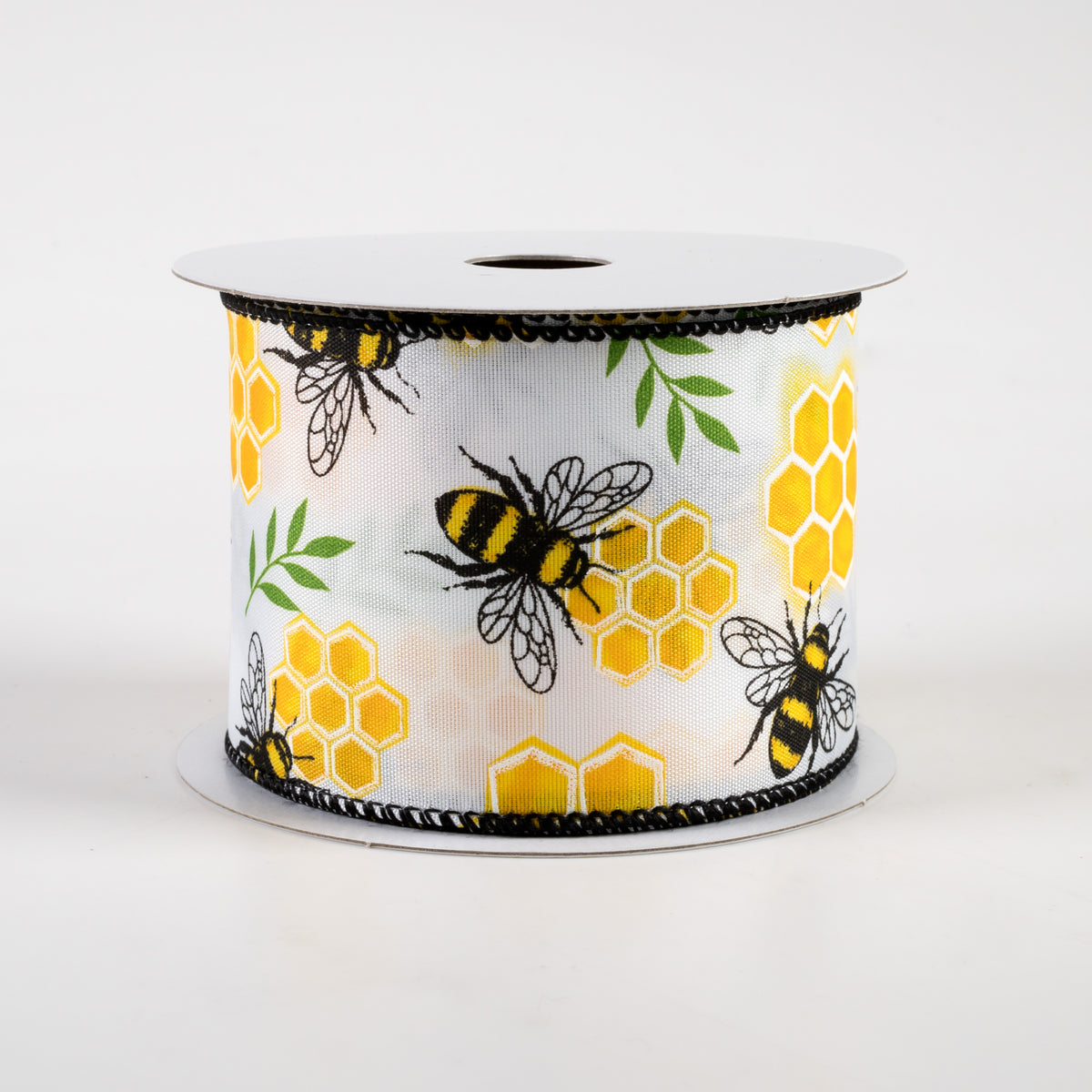 2.5" Honeycomb Bee Satin Ribbon (10 Yards)