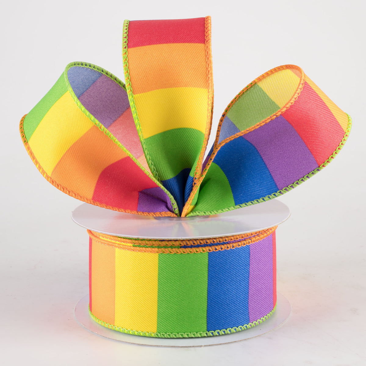 1.5" Horizontal Rainbow Color Blocks Ribbon (10 Yards) Lifestyle Photo