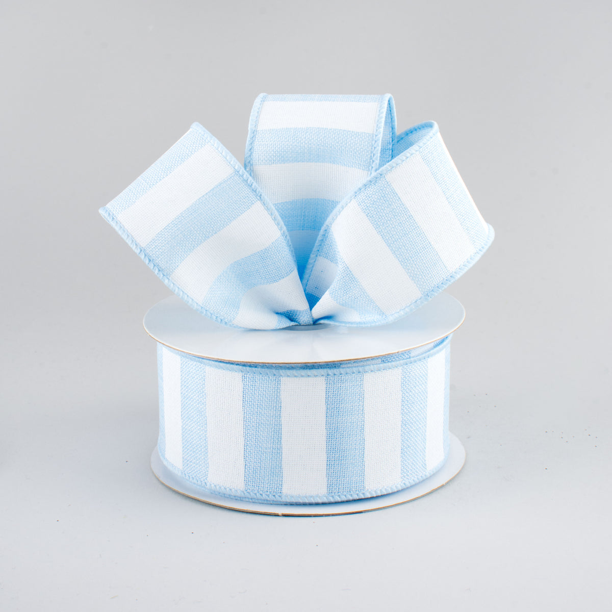 1.5" Horizontal Stripe Ribbon: Light Blue & White (10 Yards) Lifestyle Photo