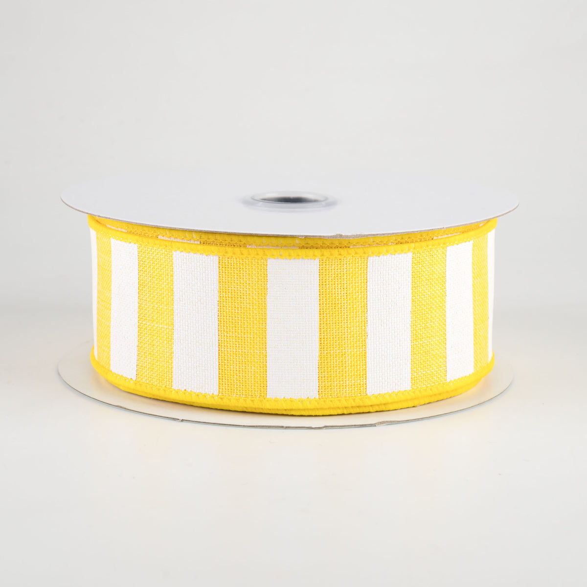 1.5" Horizontal Stripe Ribbon: Yellow & White (10 Yards)