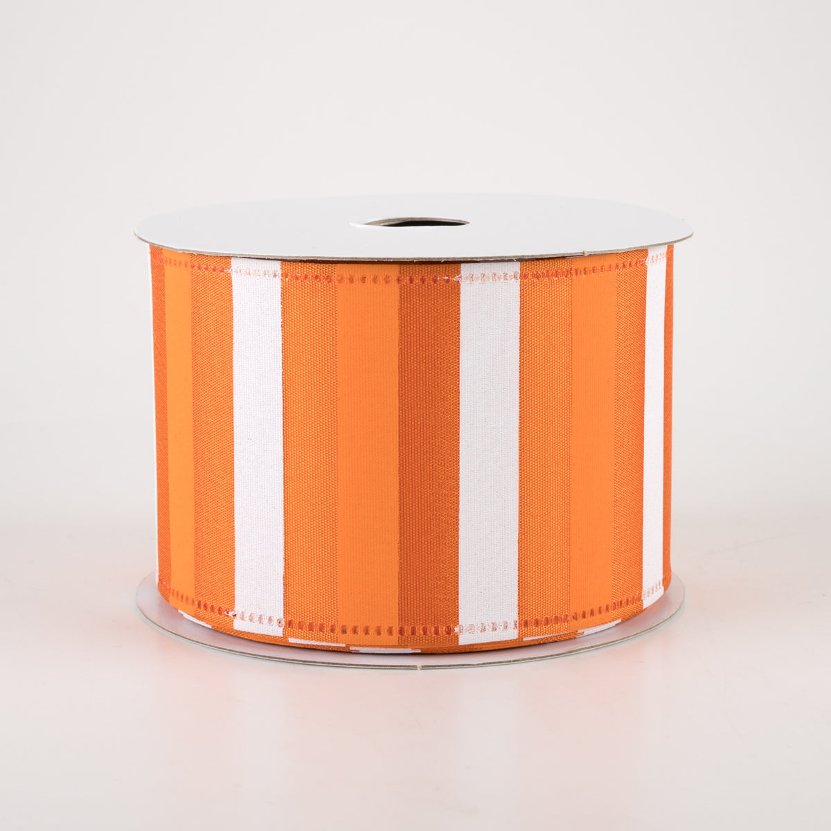 2.5" Horizontal Stripes Satin Ribbon: Peach & White on Orange (10 Yards) Item Number: 45215-40-19
