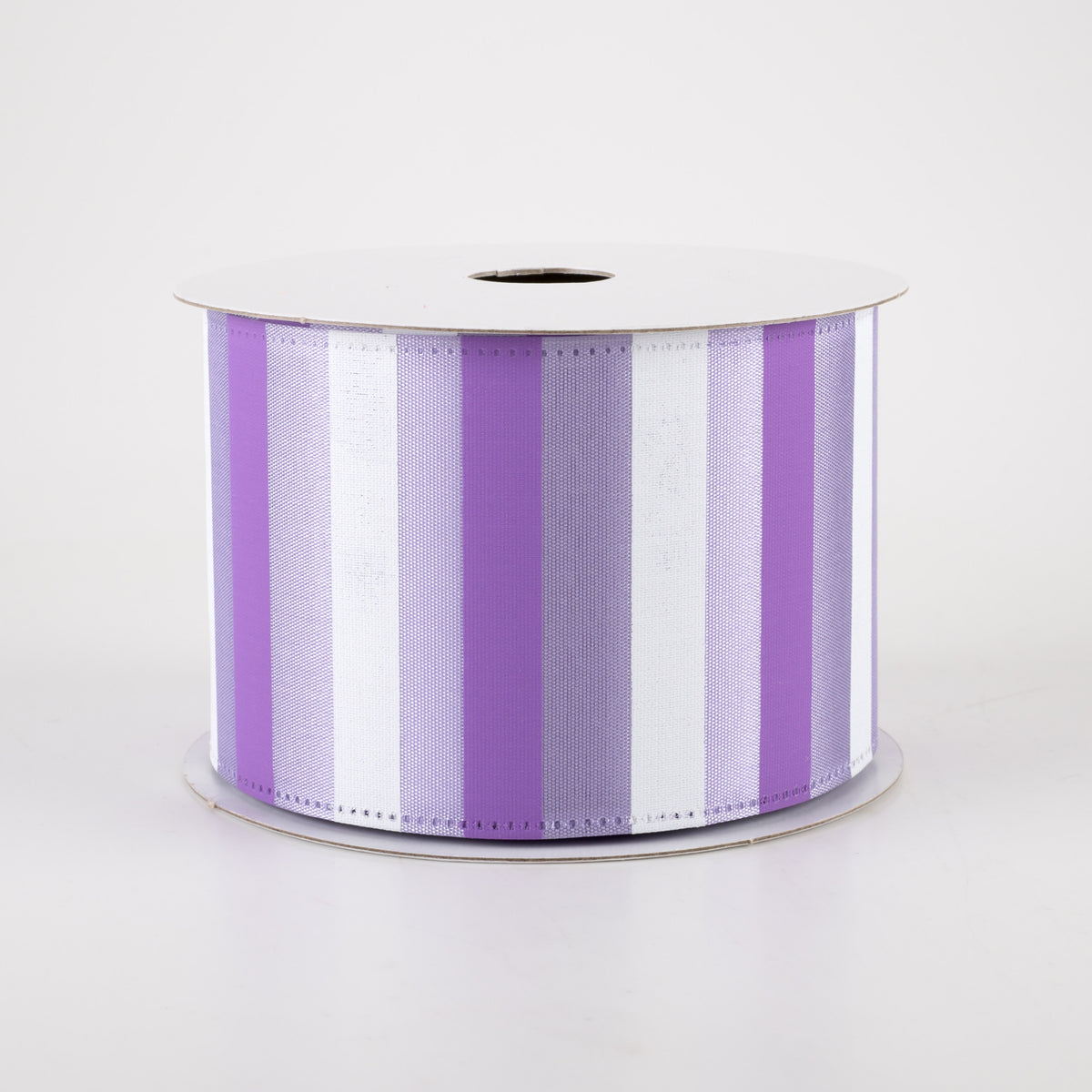 2.5" Horizontal Stripes Satin Ribbon: Purple & White on Lavender (10 Yards) Item Number: 45215-40-30