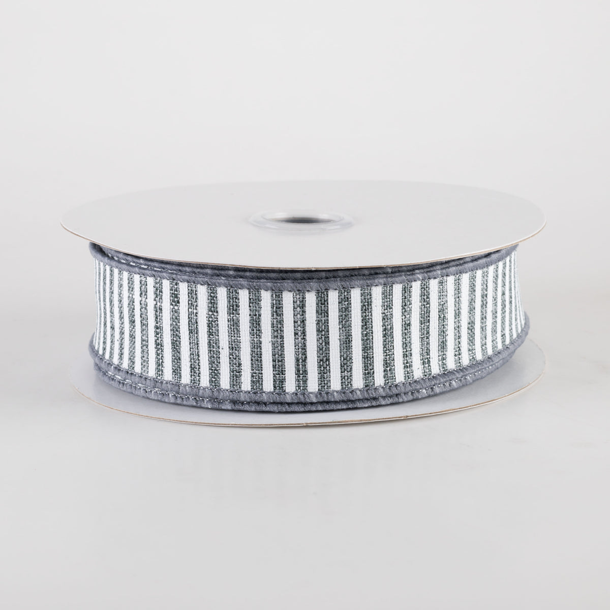 7/8" Horizontal Thin Stripes Ribbon: Grey & White (10 Yards)