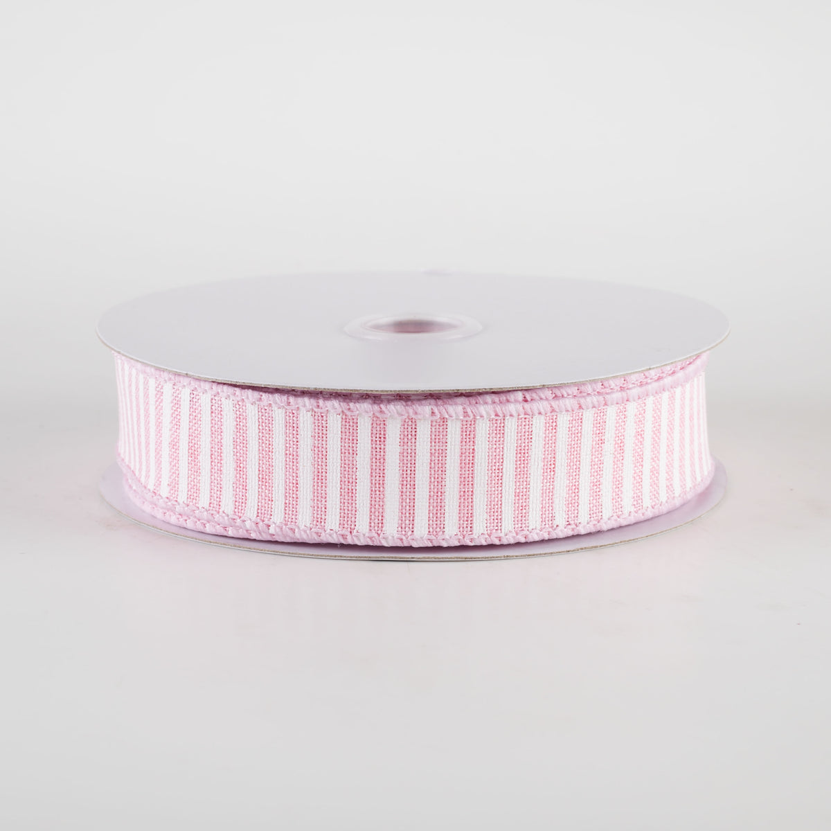7/8" Horizontal Thin Stripes Ribbon: Pale Pink & White (10 Yards)