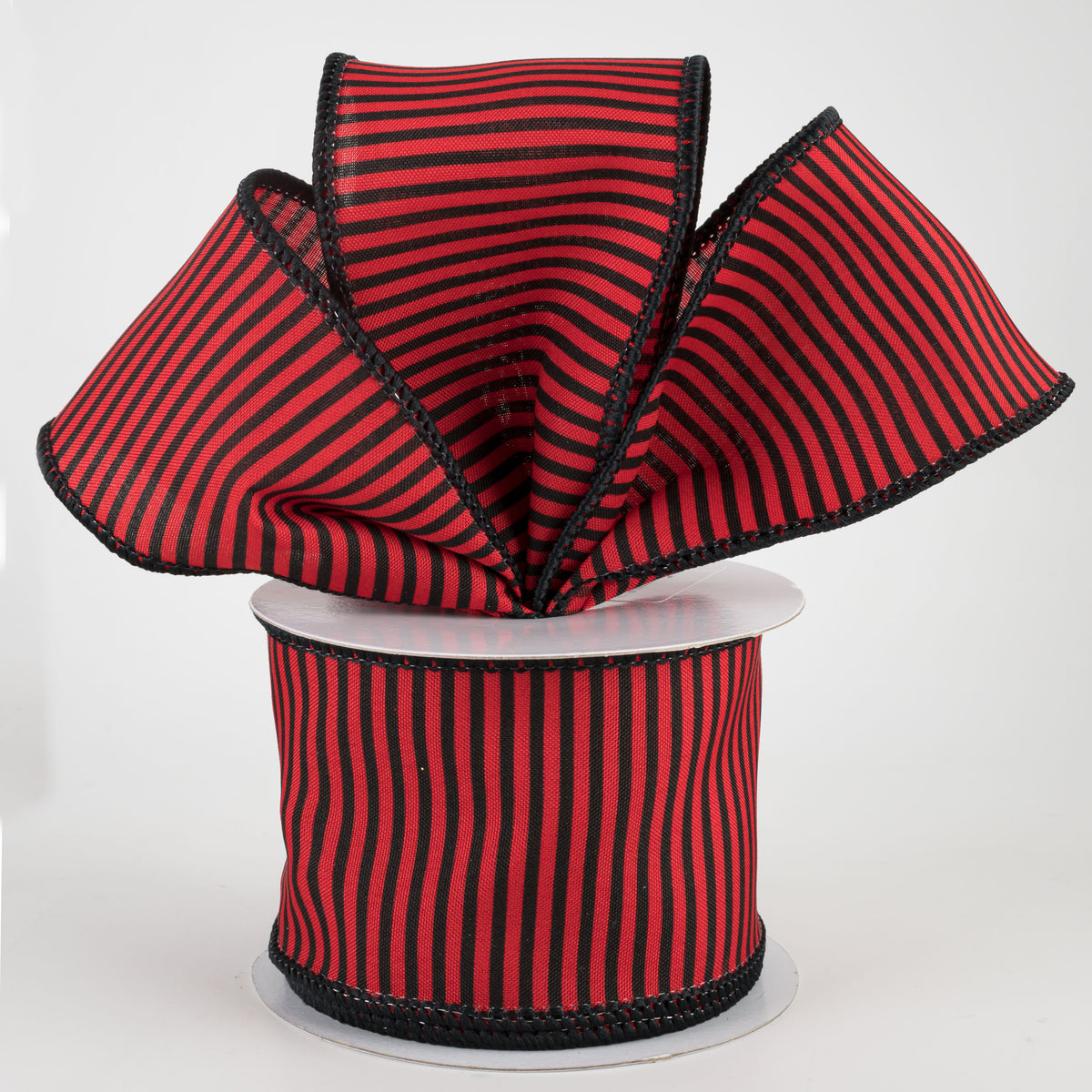 2.5" Horizontal Thin Stripes Ribbon: Red & Black (10 Yards) Lifestyle Photo