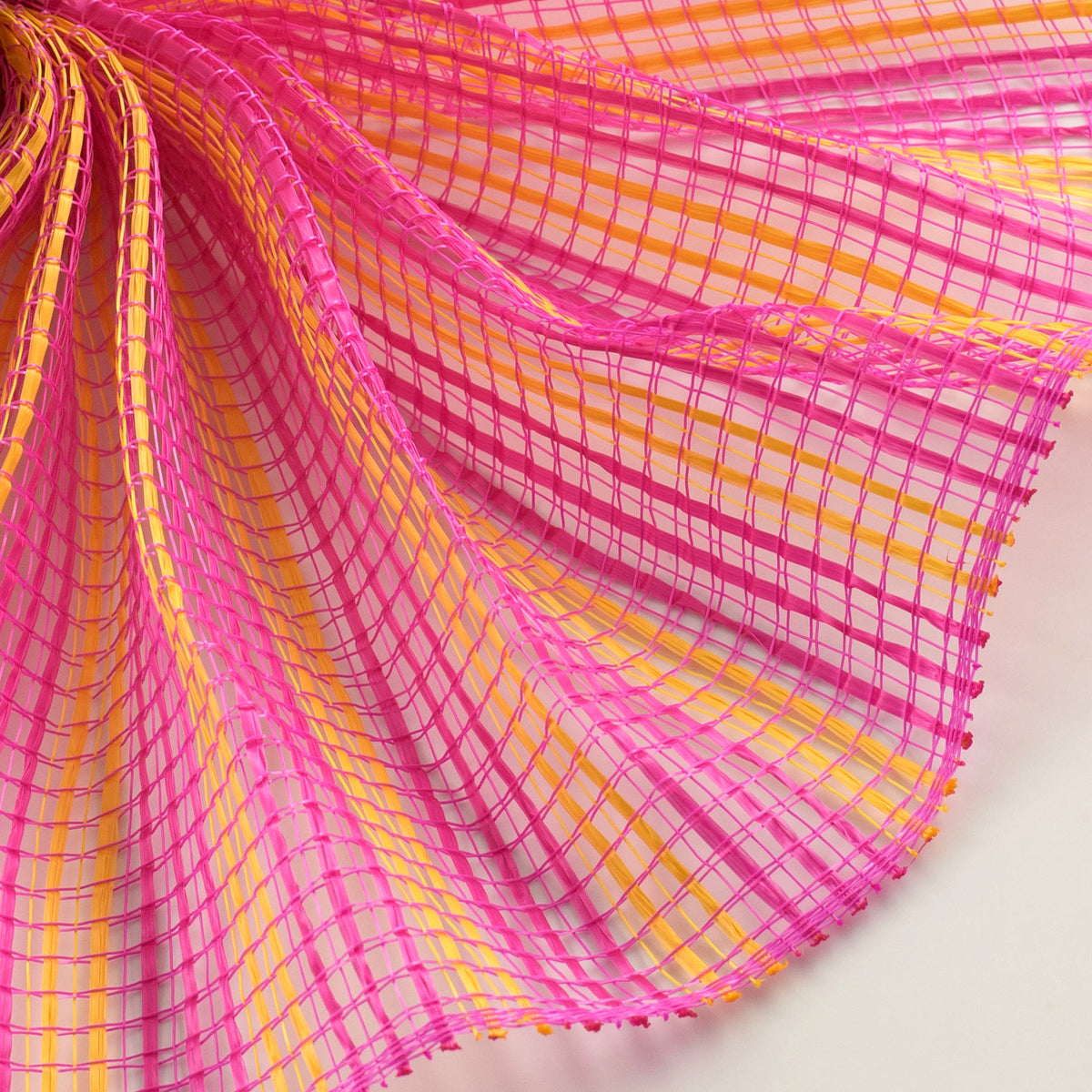 10" Horizontal Wide Strip Mesh: Hot Pink & Yellow Lifestyle Photo