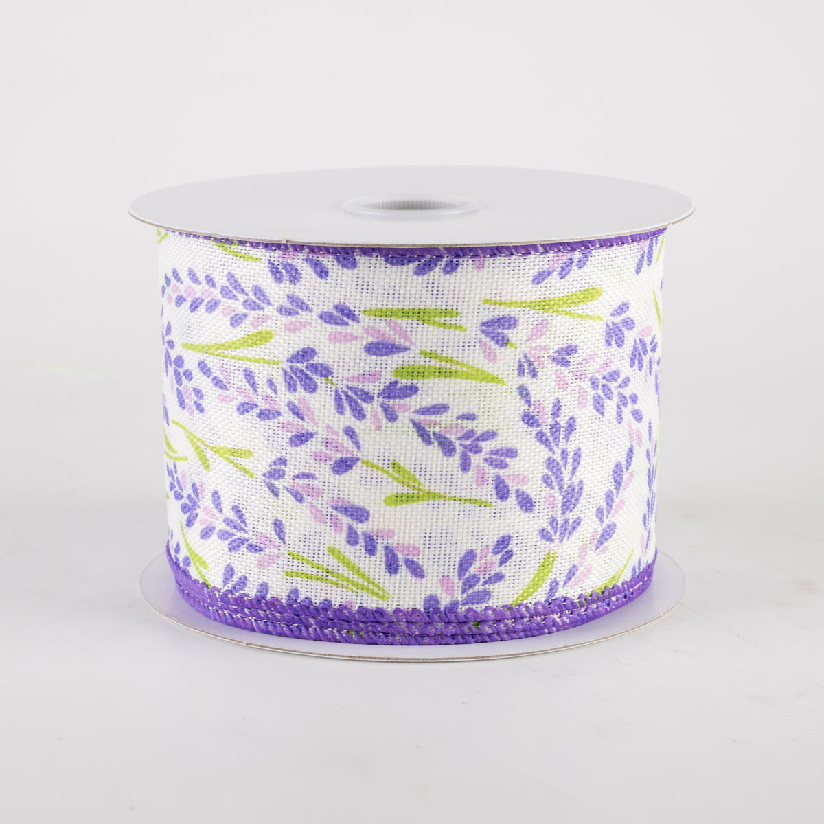 2.5" Hyacinth Linen Ribbon: Ivory, Lavender, Purple (10 Yards)