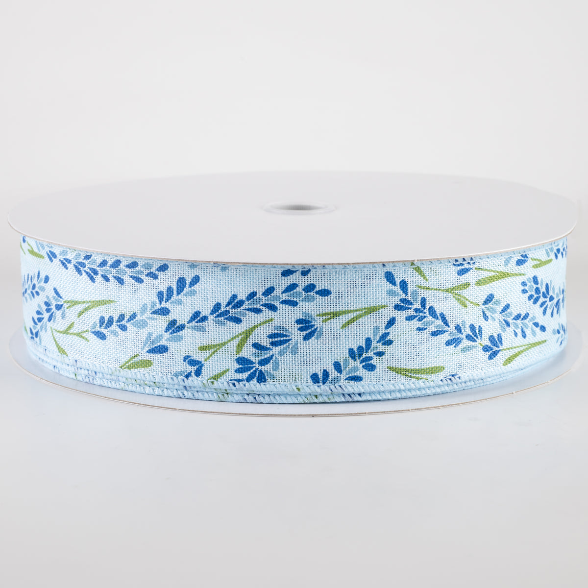 1.5" Hyacinth Linen Ribbon: Light Blue, Navy, Dusty Blue (50 Yards) Item Number: 841-09-430