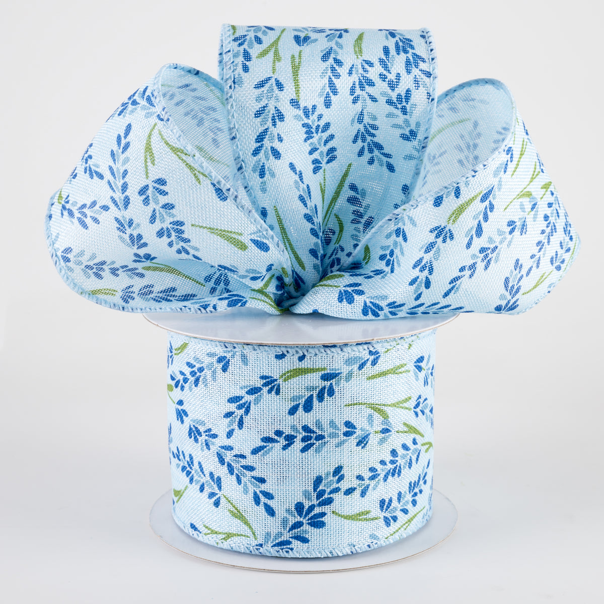 2.5" Hyacinth Linen Ribbon: Light Blue, Navy, Dusty Blue (10 Yards) Lifestyle Photo