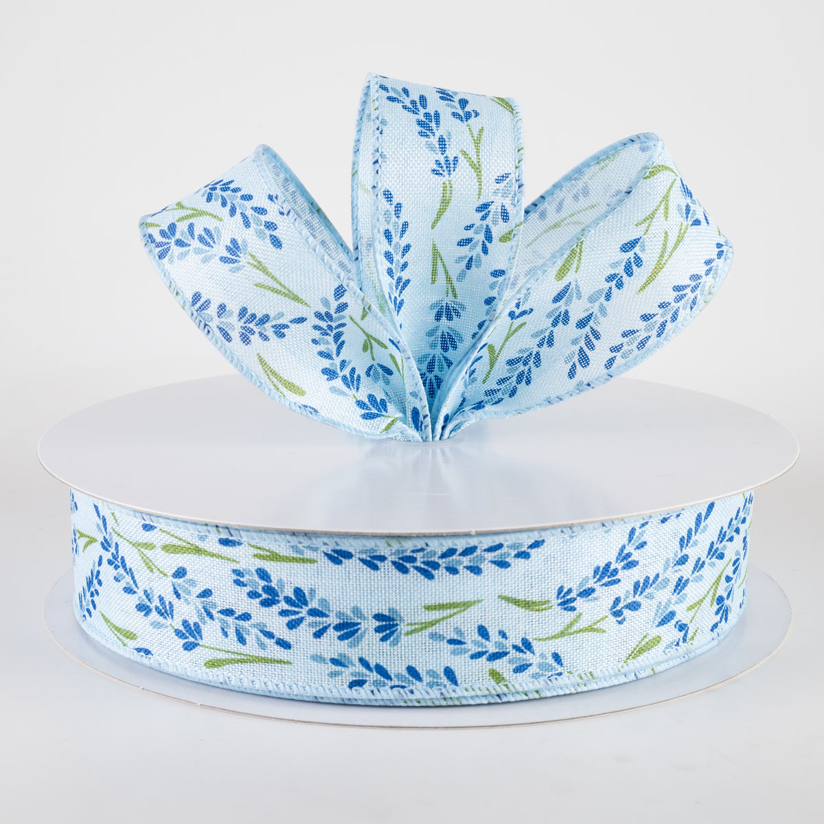 1.5" Hyacinth Linen Ribbon: Light Blue, Navy, Dusty Blue (50 Yards) Lifestyle Photo