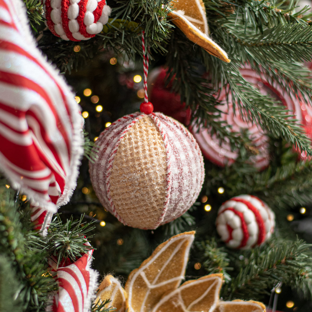 4" Iced Gingerbread Peppermint Ornament Lifestyle Photo