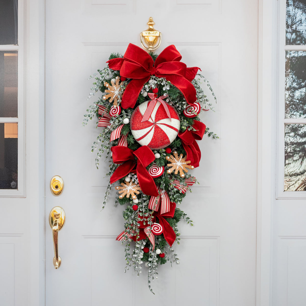 8" Iced Peppermint Ornament: Red & White detail photo 4