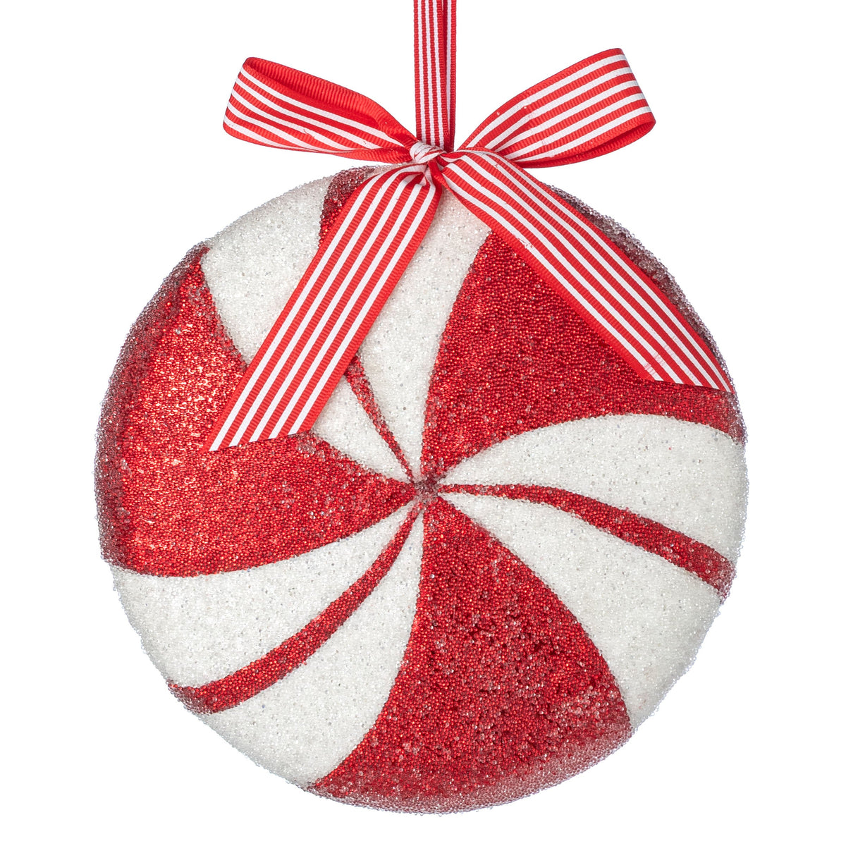 8" Iced Peppermint Ornament: Red & White Item Number: XJ4475