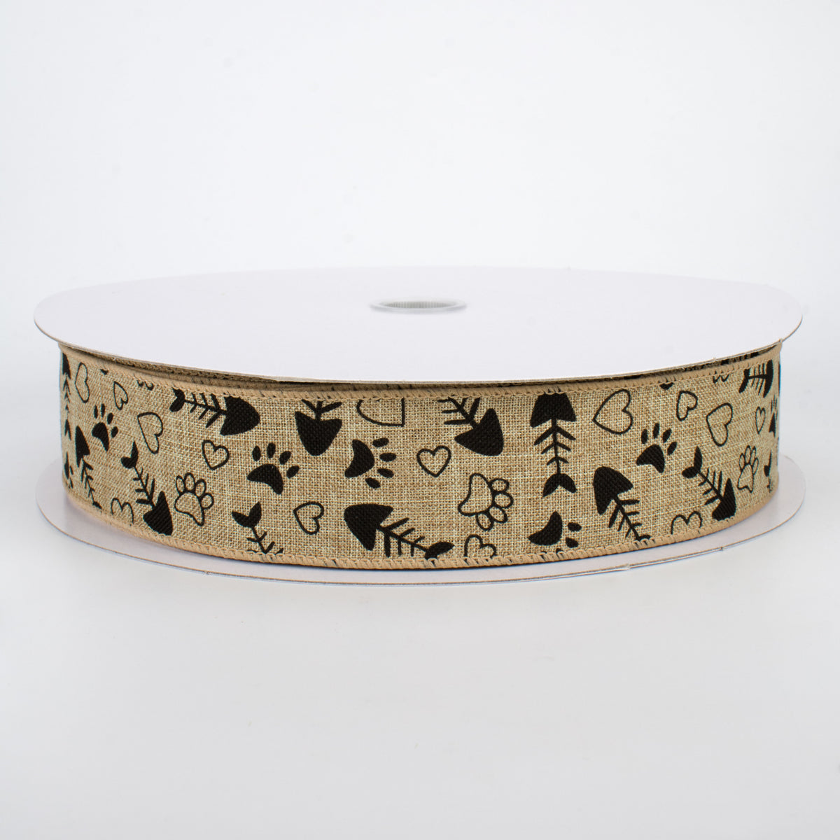 1.5" Cat Treat, Paw, Heart Ribbon (50 Yards)