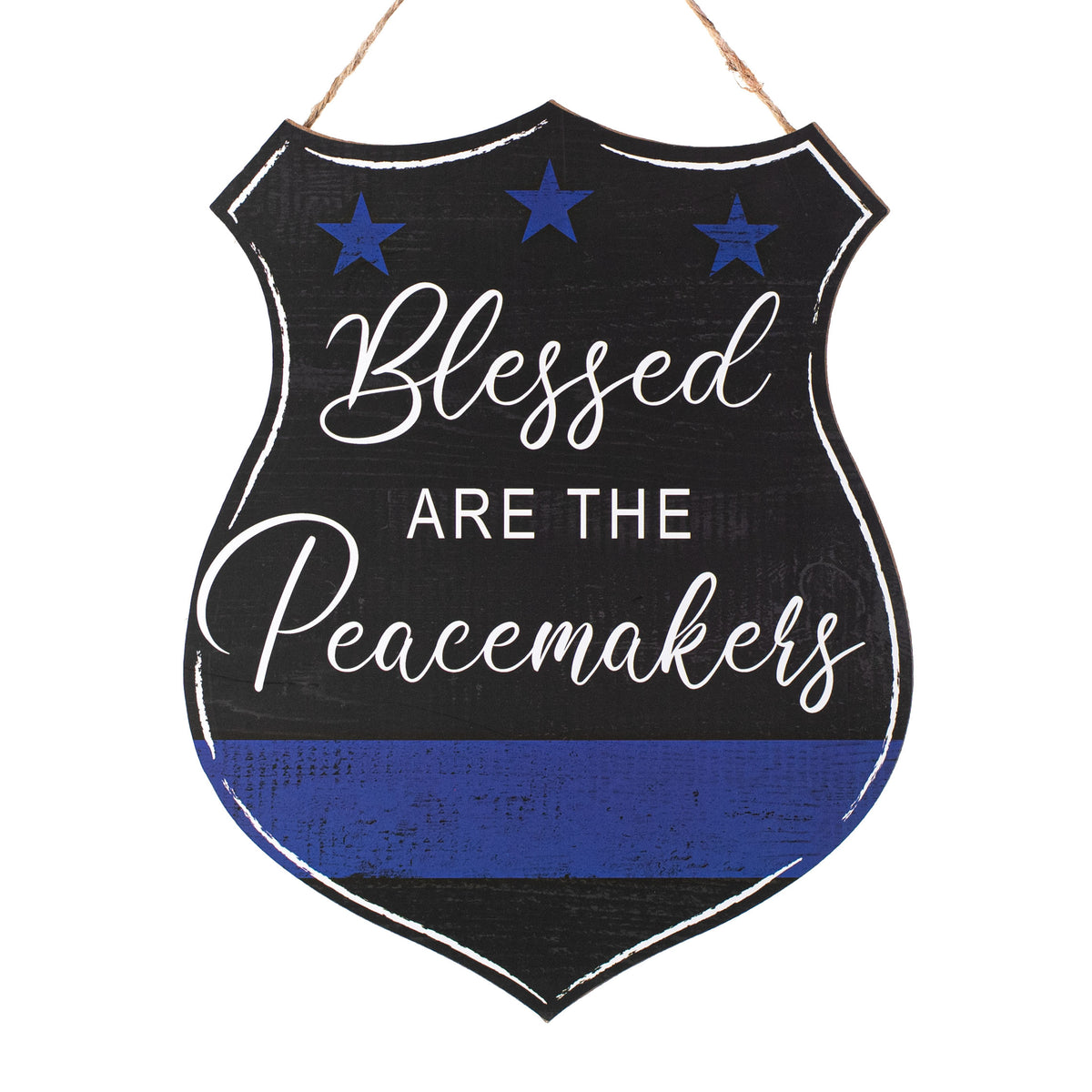 12" Wooden Sign: Bless The Peacemakers Badge