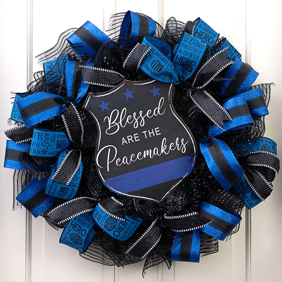 12" Wooden Sign: Bless The Peacemakers Badge