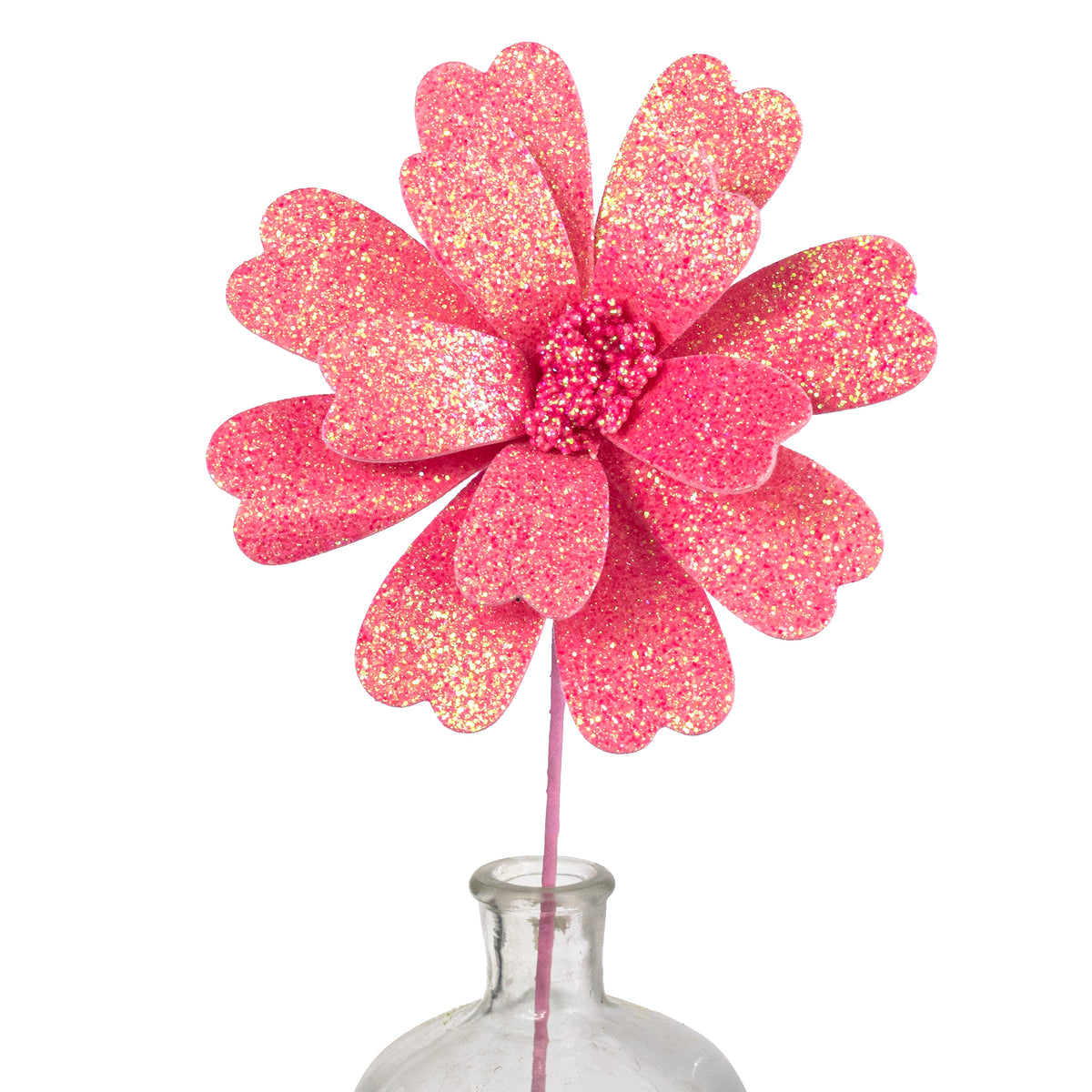 20" Glitter Daisy Flower Pick: Pink
