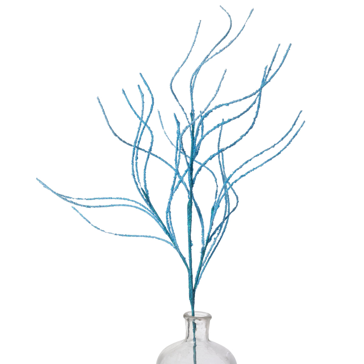 30" Glitter Twig Spray: Iridescent Blue