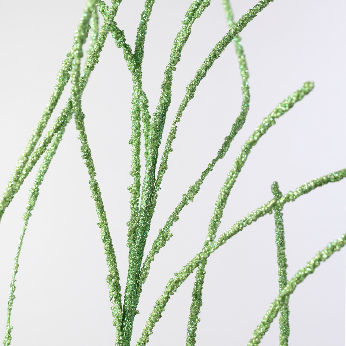 30" Glitter Twig Spray: Iridescent Green