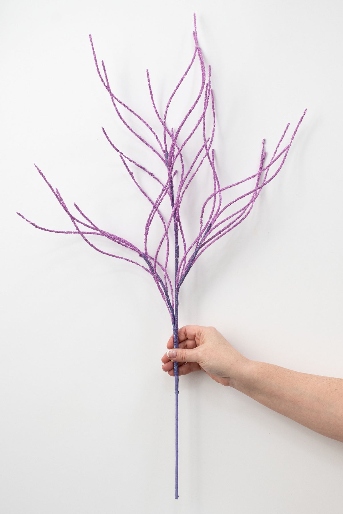 30" Glitter Twig Spray: Iridescent Purple
