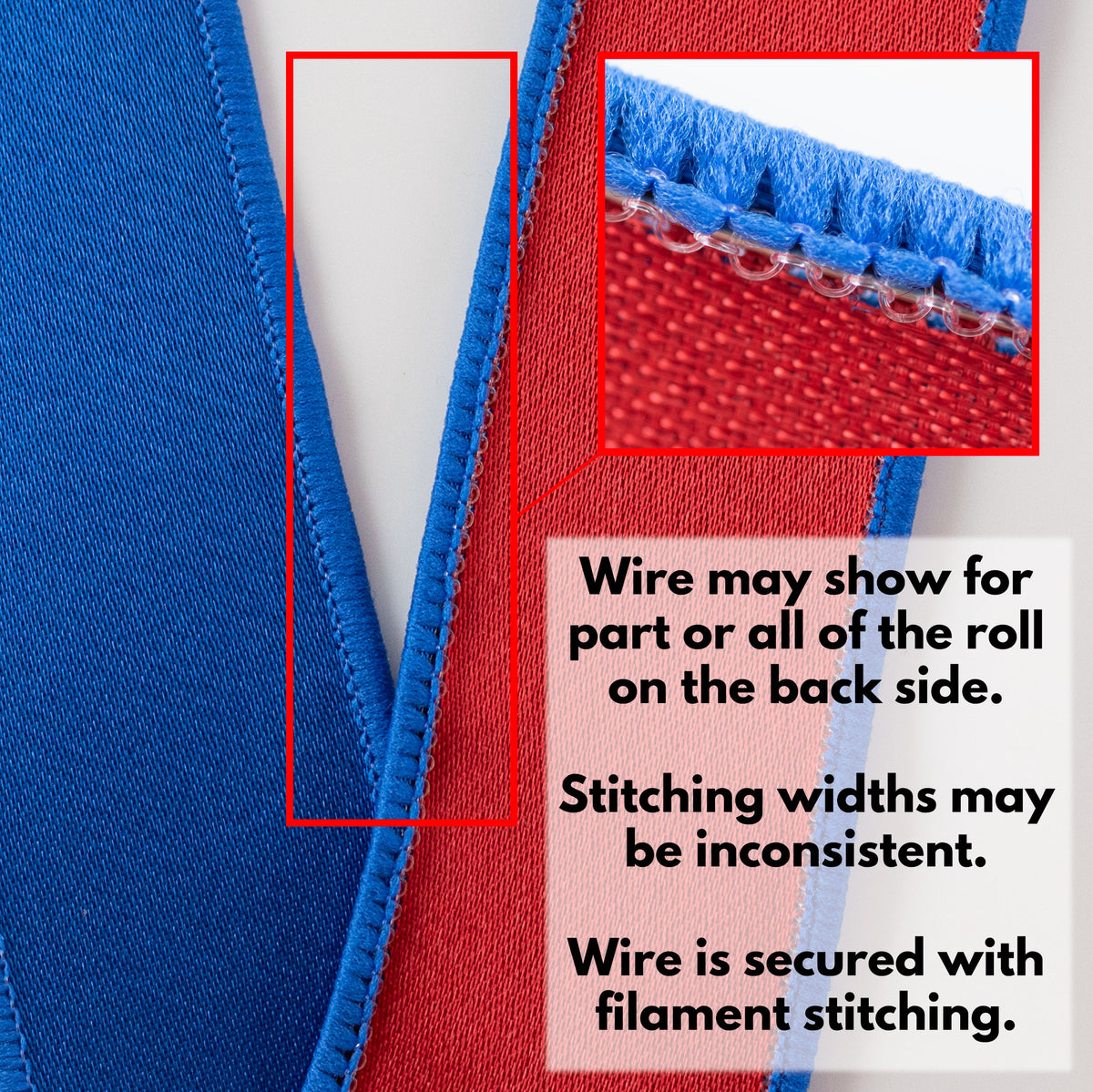 1.5" Double Sided Fused Satin Ribbon: Royal Blue & Red (10 Yards)